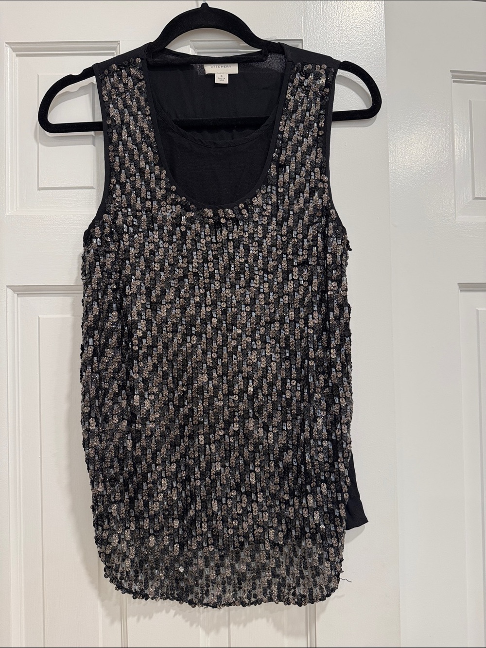 Witchery Black Sequin-Embellished Sleeveless Tank